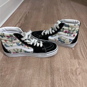 Vans Black and White Floral High tops